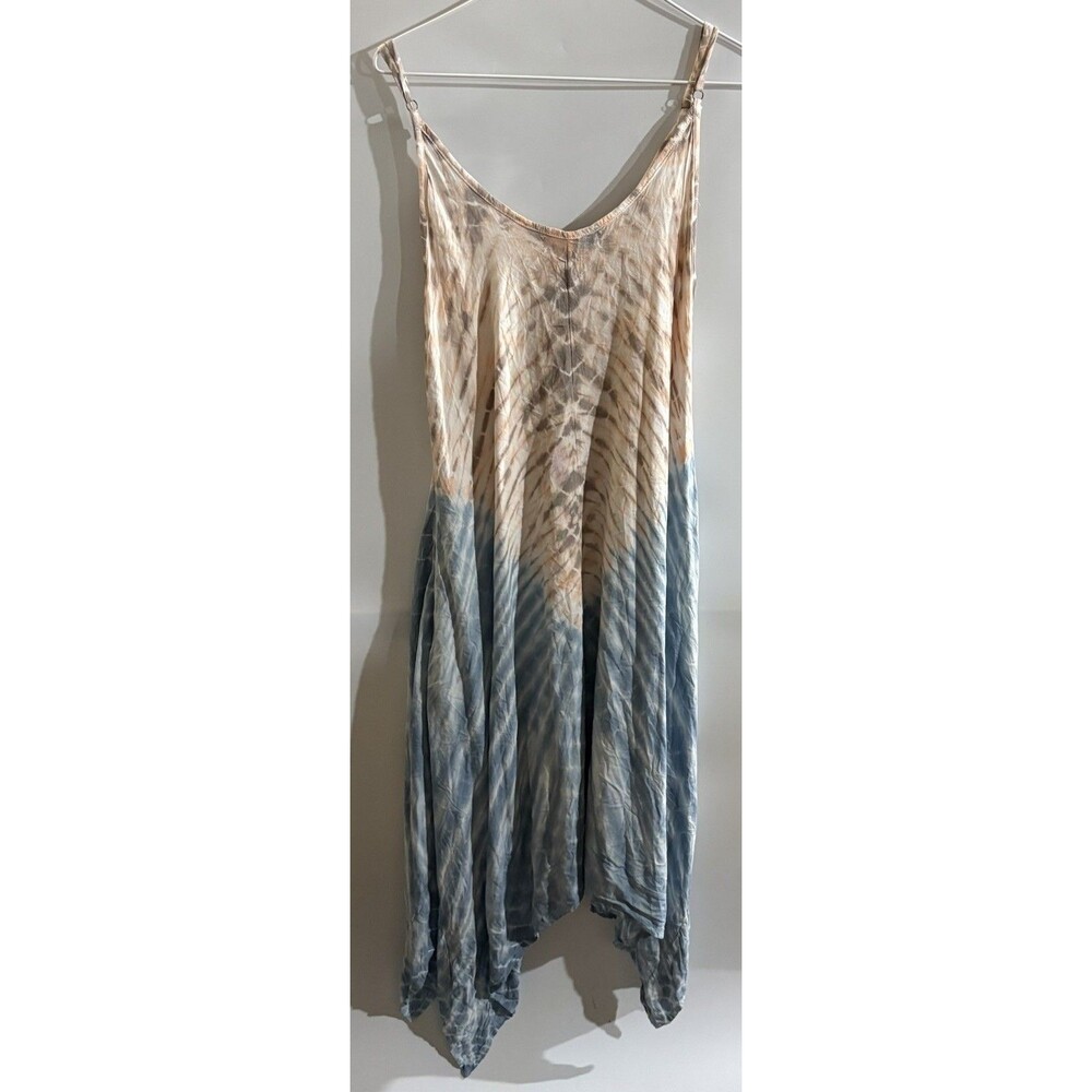 Tie Dye V-Neck Boho Spaghetti Strap Maxi Slip Dress Lightweight One Size